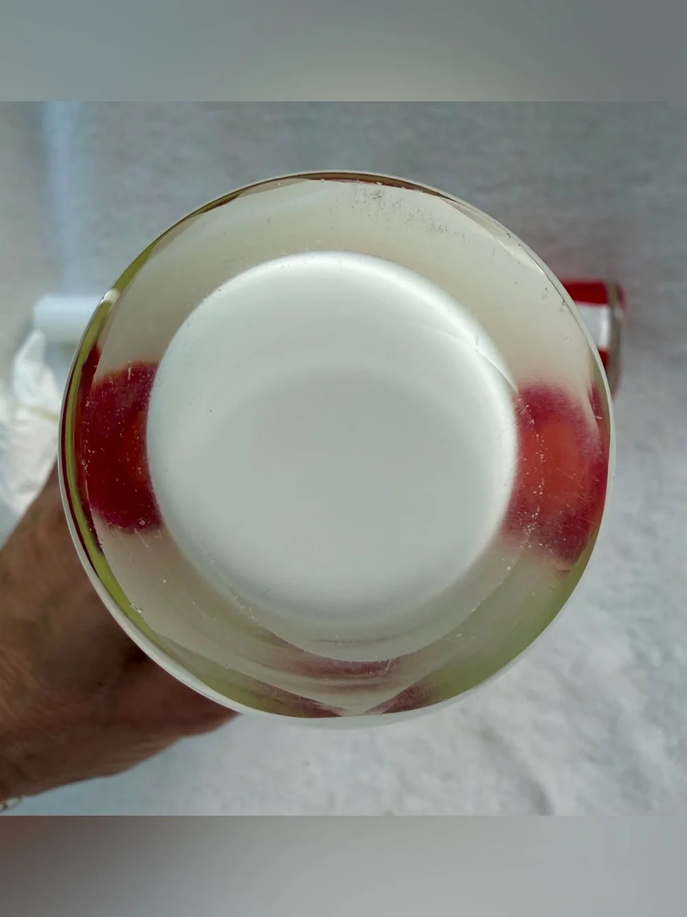 2 Vintage Murano Hand-Blown Art Glass Vases White Base Red Pulled Cane Dots